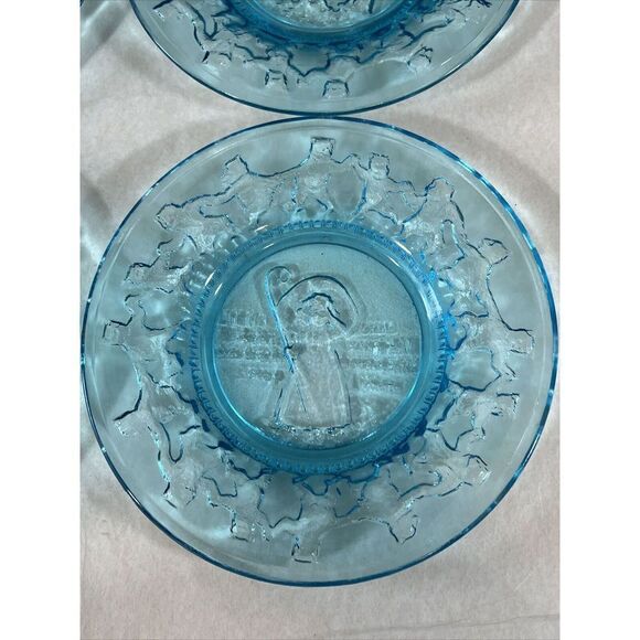 Vintage Tiara Glass Chili’s Nursery Rhyme Plates Blue Three Bears Little Bo Peep - Picture 4 of 9